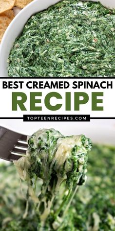 spinach dip recipe in a white bowl with tortilla chips