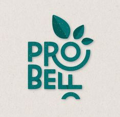 the logo for pro bell is made with green leaves and an emoticive expression