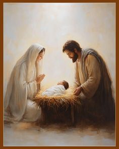 a painting of jesus and mary in the manger