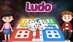 two children playing ludo on a board game with space in the backgroud