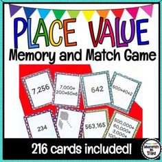 place value memory and match game for numbers