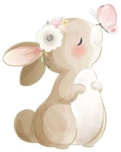 a cartoon bunny with a flower in its hair