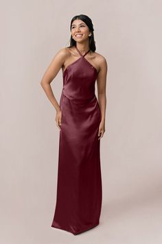 Model: Jacinth; Size: 4 Wedding Parties Colors, Bridesmaid Dress Colors, Fitted Silhouette, Halter Neckline, Satin Dress, Color Swatches, Bra Cups, White Shop, Dress Backs