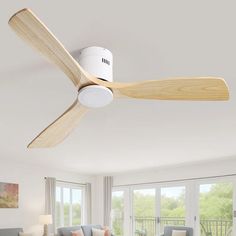 a white ceiling fan in a living room