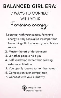 Balanced Girl Era: 7 Ways to Connect With Your Feminine Energy How To Raise Feminine Energy, How To Enter Feminine Energy, How To Be More Intuitive, Reconnect With Feminine Energy, How To Balance Feminine Energy, Connecting To Feminine Energy, How To Unblock Feminine Energy, How To Increase Feminine Energy