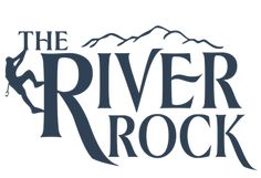 the river rock logo with mountains in the background