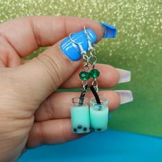 *These Aqua Bubble tea earrings are both quirky and fun. These milk tea earrings are a taste of summer you can wear! *These earrings are made of glass resin drink charms. They are made with Stainless steel ear wires. Each pair comes with rubber backings for convenience. *Each order is packaged in an organza gift bag. *Feel free to message me if you have any questions. 😁 *Orders ship out in 1-3 business days. Boba Necklace, Boba Tea Jewelry, Boba Tea Accessories, Bubble Tea Earrings, Liquid Keychain Boba, Tea Earrings, Pearl Milk Tea, Drink Charms, Cute Boba