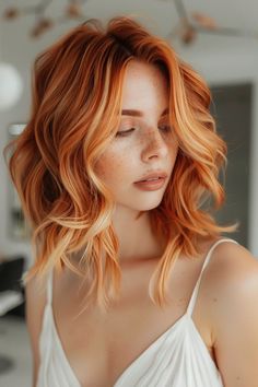 "Pumpkin Spice Hair Color Ideas for Blondes & Brunettes" "Embrace the Season: Warm Fall Hair Colors for All Shades" Copper Hair Blonde Highlights, Spice Hair Color, Pumpkin Spice Hair Color, Hair Dye Inspiration, Pumpkin Spice Hair, Dye Inspiration