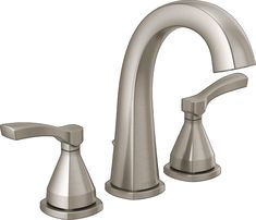 two handle bathroom faucet in brushed stainless finish