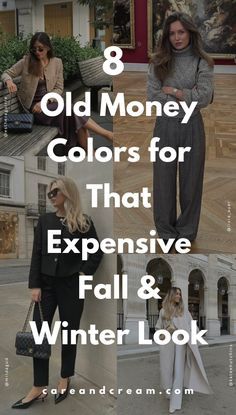 Old Money Outfits Women Fall, Old Money Outfits For Winter, Old Money Aesthetic Winter Outfits, Old Money Outfits Fall Women, Old Money Colours, Old Money Outfits Winter Woman, Old Money Colour Combination, Old Money Women Aesthetic, Old Money Winter Outfit Women