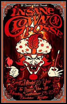 an image of a poster for a show with clowns on the front and back