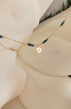 "Beaded Necklace, Dainty Minimalist Delicate 24k Gold Plated Silver Bead Necklace, Jewellery Beaded Necklaces, Natural Azurite Beaded Necklaces  Azurite beads: 3 Millimeters chain length: about  42 centimeters Material: 24k gold plated Silver Style: Minimalism - see my handmade pearl necklace:  https://etsy.me/3aevBfh - see my handmade seashell jewelry design:  https://etsy.me/3sP00Hv So sweet and adorable necklace and earrings set, you would want to wear it every day! All my items come in an organza bag, perfect for gift-giving.  Giving a gift? I can include a note no problem, please leave a message at checkout. RETURNS AND EXCHANGES TERMS ♥ SHOP WITH CONFIDENCE ♥ This piece is made by hand and love. We gladly accept returns and exchanges within 14 days of delivery. Enjoy your shopping :) Handmade Pearl Necklace, Initial Letter Necklace, Initial Necklaces, Seashell Jewelry, Beaded Jewellery, Silver Bead Necklace, Gold Bead Necklace, Dainty Gold Necklace, Ball Necklace