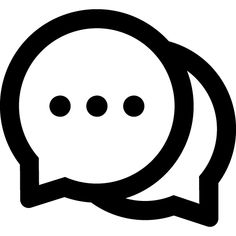 a black and white speech bubble with three dots in it's center on a white background