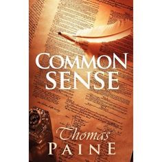 the book cover for common sense by thomas paine with an ink pen and quill