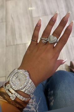 Jayda Wayda Jewelry, Iced Out Rings Women, White Iced Out Jewelry, Jayda Wayda Ring, Luxury Iced Out Metal Jewelry, Drip Jewelry, Baddie Jewelry, Chinese Kitty, Luxury Iced-out Silver Jewelry And Watches