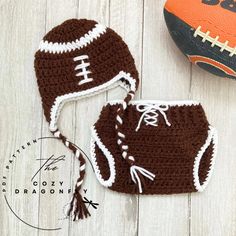 CROCHET PATTERN Baby Football Outfit, Baby Shower Gift, Baby Photo Prop, Sizes 0-12 Months, PDF Download - Etsy Crochet Football Hat, Baby Football Outfit, Football Crochet, Newborn Crochet Photo Props, Carters Baby Clothes, Crochet Football, Baby Football, Football Outfit, Infant Photography Props