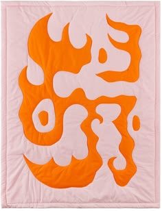 an orange and white artwork on a pink background