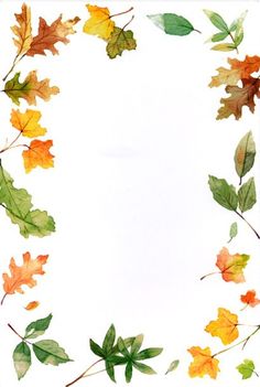 watercolor leaves arranged in a circle on a white background