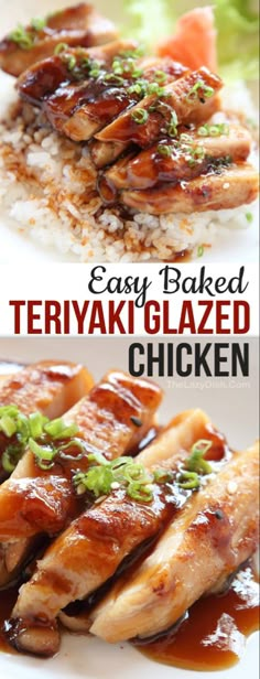 this is an image of easy baked teriyaki glazed chicken