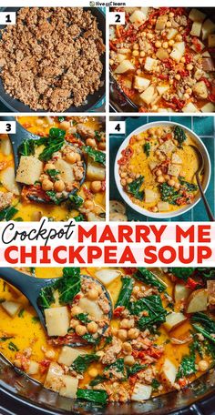 step by step instructions on how to make crockpot mary me chickpea soup