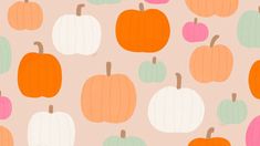 an orange, white and green pumpkin pattern on a pink background is featured in this image