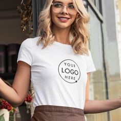 Custom Logo | Business Employee Company Staff T-Shirt Logo Tshirts, Casual Logo, Logo Shirt, Trendy Prints, Logo Business, Business Partner, Womens Basic, Custom Logo, Business Logo