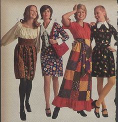 1971 Sears Catalog Women In Dresses, 1970s Fashion Women, 1970 Fashion, 70s Outfits