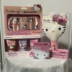 hello kitty products are displayed on a table