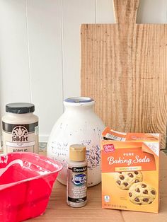 ingredients to make cookies sitting on a table