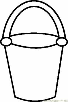 a bucket with handles on it is outlined in the shape of a bucket, which has two