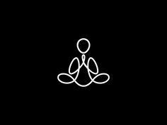 a person sitting in the middle of a yoga pose on a black background with white lines