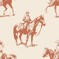 an image of two men riding horses in the desert seamless pattern design on fabric