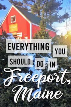 a christmas tree with the words everything you should do in freeport maine