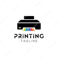 a printer logo with the word printing tagline on it and an image of a printer