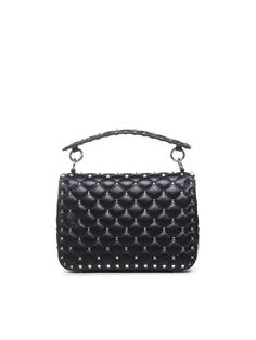 Garavani Rockstud Spike Foldover Top Crossbody Bag Studded Evening Shoulder Bag, Evening Shoulder Bag With Studs, Luxury Shoulder Bag With Rivets, Elegant Evening Shoulder Bag With Rivets, Designer Bags With Rivets, Luxury Studded Shoulder Bag, Luxury Evening Shoulder Bag With Rivets, Leather Evening Bag With Rivets, Studded Evening Bag