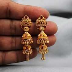 Purity is - 22kt Gold. the work on this jewelry is pure handmade and I personally make them beautiful. we have more collection and list daily. I take custom order too. Jumka Gold Designs, Wedding Dangle Earrings, Gold Jhumka, Women Products, Delicate Gold Jewelry, Gold Jewels Design, Gold Jhumka Earrings, Girl Bedrooms, Gold Jewellry