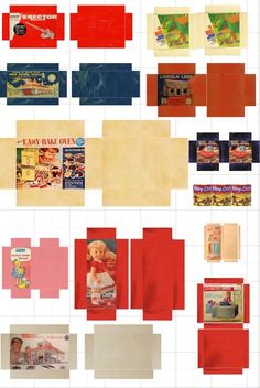 an assortment of different colored papers and envelopes with pictures on them, all in various shapes and sizes