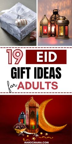 gifts for adults with the text 19 ed gift ideas for adults on top of them