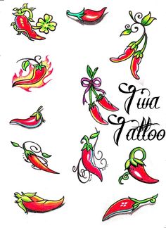 some tattoos with different designs on them and the words guaca tattoo written in black ink