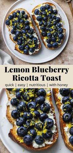 lemon blueberry ricotta toast with honey is an easy and delicious breakfast that's ready in under 30 minutes