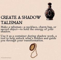 an advertisement for a perfume bottle with the caption create a shadow talisman