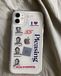 an iphone case with stickers on it