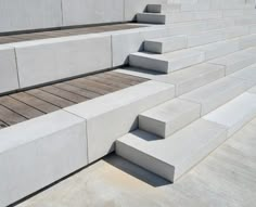 the concrete steps are lined up against the wall