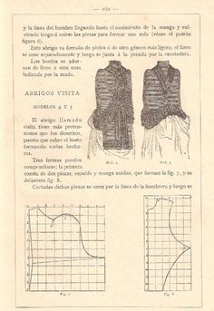 an old book with pictures of vests and other things on it's page