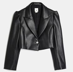 Leather Bolero, Cropped Faux Leather Jacket, Monochromatic Fashion, Crop Blazer, Cropped Long Sleeve, Classy Work Outfits, Girls Black, Leather Jacket Black, Teenage Fashion Outfits