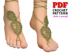 Crochet Pattern, Barefoot Sandals Pattern, Barefoot Pattern, Barefoot Beach Pattern, Barefoot Bride Pattern|, Barefoot Pattern TWIN LEAVES Barefoot Sandals Tutorial, Crochet Footwear, Barefoot Sandals Crochet Pattern, Barefoot Bride, Crochet Thread Size 10, Beach Pattern, Crochet Barefoot Sandals, Sandals Patterns, Steel Crochet Hooks