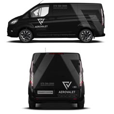 the side and back view of a van