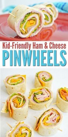 kids - friendly ham and cheese pinwheels are an easy lunch or snack idea