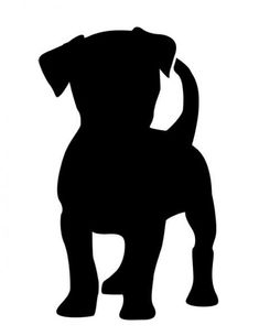 a black silhouette of a dog standing on its hind legs and looking to the side