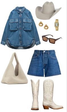 #ootd #ootdfashion #style #fashion #fashionstyle #cowgirlstyle City Cowgirl Outfits, Country Inspired Outfits, All Denim Outfit, Summer Vintage Outfits, Denim On Denim Outfit, Look Western, Country Chic Outfits, Nashville Fashion, Rodeo Chic